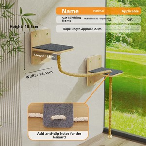 Cama Colgante Moderna <span class=keywords><strong>para</strong></span> <span class=keywords><strong>Gatos</strong></span> con Diseño de Cabina Espacial, Poste Rascador Flotante, de Madera, Desmontable, Lavable, Sin Perforaciones - Product Image 5
