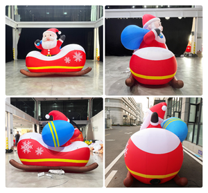 Père Noël <span class=keywords><strong>gonflable</strong></span> durable en Oxford sur traîneau tenant un sac de cadeaux, décoration de Noël imperméable, décoration <span class=keywords><strong>gonflable</strong></span> de Noël - Product Image 2