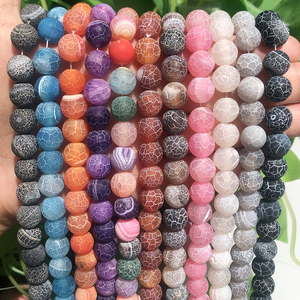 Cuentas de Piedra Mate Desgastadas al por Mayor de 6/8/10MM, Ágatas Agrietadas Esmeriladas para Pulseras de Joyería DIY - Product Image 2