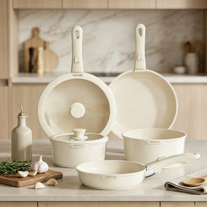 Ensembles d'ustensiles <span class=keywords><strong>de</strong></span> cuisine en aluminium moulé avec poignées amovibles, revêtement céramique antiadhésif, gain <span class=keywords><strong>de</strong></span> place, compatibles lave-vaisselle et four, cadeaux <span class=keywords><strong>de</strong></span> cuisine sains - Product Image 5