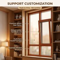 Ventana de Madera de Roble Rojo Norteamericano Estilo Chino HUACAI, Perfil de Aluminio de 1.8 mm, Triple Acristalamiento, Insonorizada, Clásica