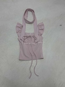 Sweet Square Collar Feminine <b>Top</b> with <b>Tie</b> <b>Waist</b> & Puff Sleeves-Solid Color Summer Knitted Digital Printing Elegant Blouse - Product Image 2