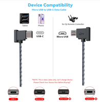 Kabel Data OTG Tablet Ponsel Tipe C Mikro USB 90 Derajat Kabel Konektor Sudut Kanan, untuk Mavic Mini/SE/PRO/2