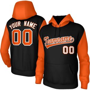 Custom Pullover Hoodie Personalized Stitched Team Name Number Men's Sweatshirt Black Orange Casual Autumn Wear - Product Image 1