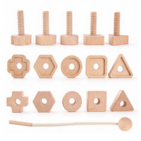 Juego de Aprendizaje de Formas 3 en 1 Montessori para Bebés, Juguetes de Enhebrado para Niños, Juguetes Educativos de Tornillos y Tuercas para Niños, Juguete de Madera