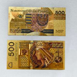 Polônia conjunto completo 6 peças Gold Foil Plated <span class=keywords><strong>Banknote</strong></span> Papel Dinheiro para Home Decor - Product Image 6