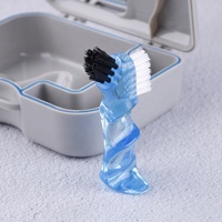 Boîte de bain pour prothèses dentaires en plastique mallette de rangement pour fausses dents avec miroir et brosse de nettoyage
