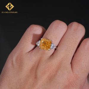 Anillo de Compromiso de Plata de Ley 925 con Diamante Corte Princesa Amarillo para Mujer, en Existencia - Product Image 6