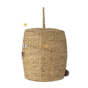Adorable panier de rangement en jacinthe d'eau avec motif visage de chat pour chambre d'enfant, organiseur de jouets en provenance du Vietnam - Product Image 2