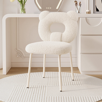 Tabouret de maquillage de luxe nordique avec dossier, chaise de coiffeuse style crème pour chambre à coucher, table de toilette, meubles de salon