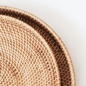 Plateau de service en rotin de bambou de qualité supérieure écologique de haute qualité pour la table de cuisine à la maison plateau de collation de café tissé pour le service des aliments - Product Image 2