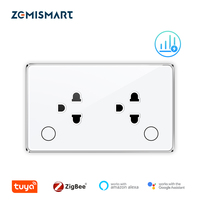 Enchufe de Pared Inteligente Táctil de 2 Tomas Zemismart Tuya Zigbee con Monitoreo de Energía, Compatible con Alexa y Google Home, Productos para el Hogar Inteligente