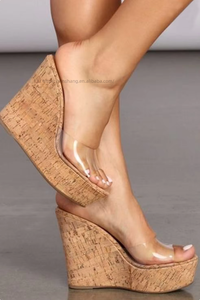 Sandales compensées transparentes en PVC pour femmes, style mule à bout ouvert, idéales pour l'extérieur - Product Image 2