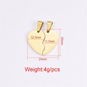 Collier en acier inoxydable avec pendentifs en forme de cœur brisé personnalisés en gros pour les couples - Product Image 2