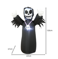 Décor gonflable de Halloween : Grim Reaper avec faucille pour scène de fête d'horreur en extérieur, modèle gonflable décoratif