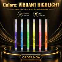 Palette de 6 surligneurs pastel fluorescents vibrants, très demandés, BKS LY7332, en plastique, rotatifs, personnalisables, professionnels, pour l'école