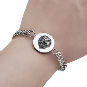 Accesorios de Joyería Hip Hop Punk, Cadena de Acero Inoxidable con Diseño de Cabeza de León, Chapado en Plata, Pulseras de Moda para Hombre - Product Image 6