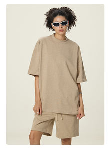 NeverStatic 2025 algodón 100% para hombre estilo callejero cuello alto pequeño bordado de gran tamaño sólido 230 gramos <span class=keywords><strong>camiseta</strong></span> en blanco personalizable - Product Image 6