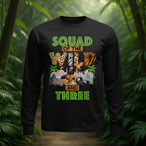 Squad Of The Wild et trois t-shirts à manches longues pour le 3e anniversaire sur le thème du zoo, du safari et de la jungle - Product Image 3