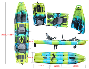 <span class=keywords><strong>Kayak</strong></span> de pêche modulaire en promotion, 13,8 pieds, tandem 2 places, propulsion à pédales, <span class=keywords><strong>coque</strong></span> rigide non gonflable, canoë, fabrication OEM, directement de l'usine - Product Image 5