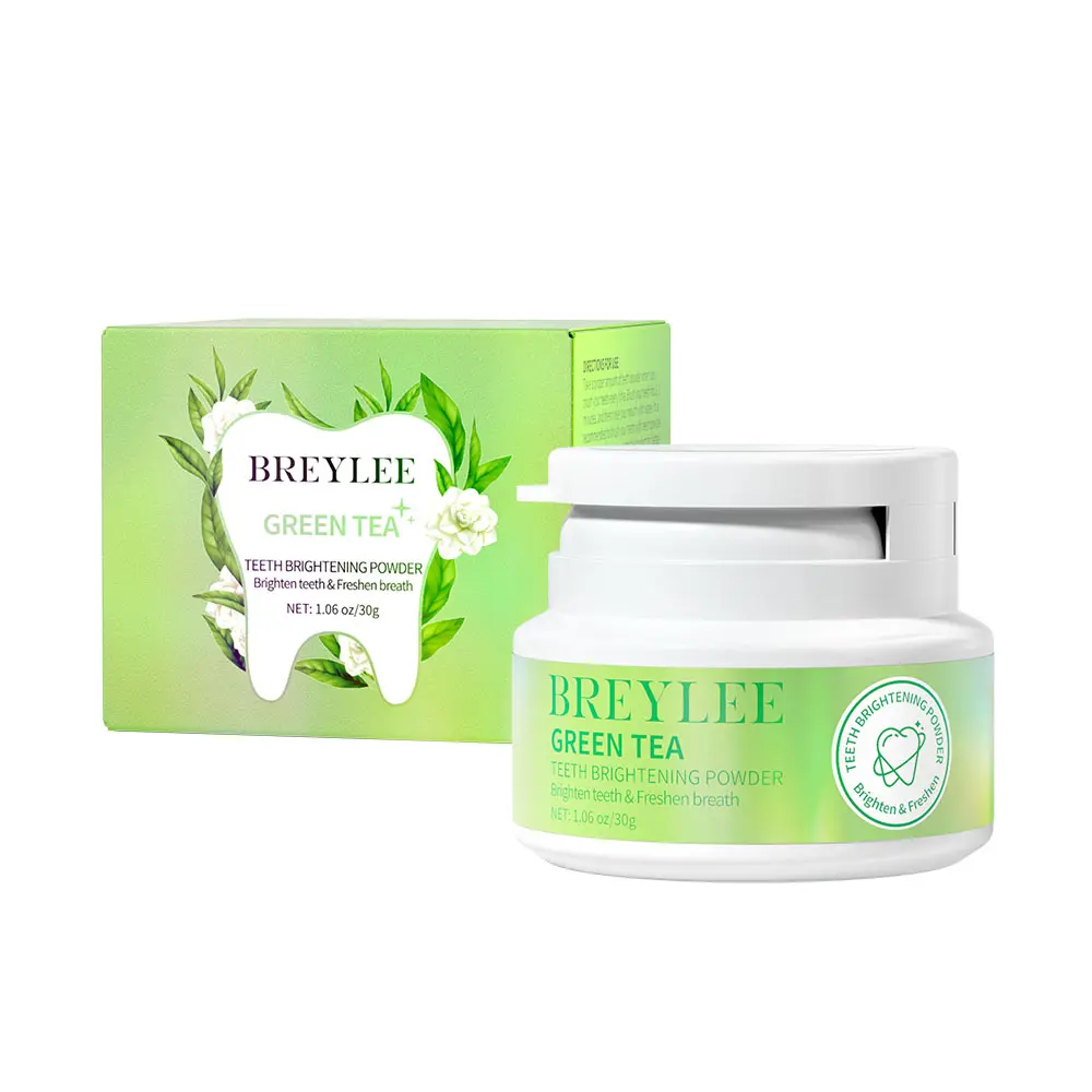 BREYLEE New Arrivals Green Tea Teeth Brightening Powder Tooth Whitening Teeth Stain Remover Freshen Breath
