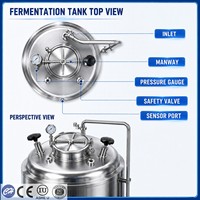Tanque de Fermentación Industrial de Acero Inoxidable Estándar de Exportación, Fermentador Aislado con Agitador y Sistema de Control