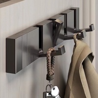 Porte-manteau multifonctionnel invisible en bambou pour salle de bain, cuisine, salon, entrée, armoire, pliable, pour manteaux, chapeaux et vêtements