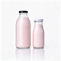 Bouteilles en verre pour jus de fruits, thé glacé, lait, avec couvercles métalliques, 6 oz, 8 oz, 10 oz, 16 oz