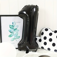 Prix bas 32 pouces noir caractéristiques numériques ballons en aluminium décoration de fête d'anniversaire pour enfants mariage thème noir