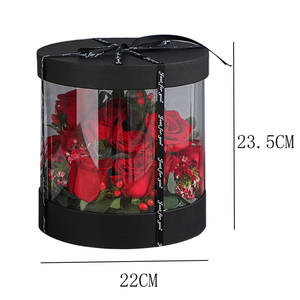 ZL Wholesale Empty Black Luxury Clear Transparent Cylinder Packaging <strong>Box</strong> Roses Gift Round <strong>Flower</strong> <strong>Box</strong> - Product Image 6