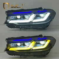 Feux avant SJC Auto V2 à sourcils bleus et DRL jaunes/blancs pour BMW G30 G38 Pré-LCI 2018-2020, phares bicolores, vente chaude