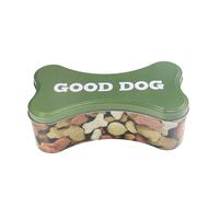 Boîte de rangement pour aliments pour animaux de compagnie en tôle de forme triangulaire mignonne, nouvellement conçue, avec surface laquée et design imprimé décalé
