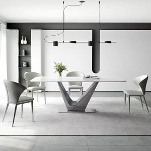 Modern V-Shaped Support Rectangular <b>Dining</b> <b>Table</b> High-End Stable Design For <b>Dining</b> Room Adult Use - Product Image 1