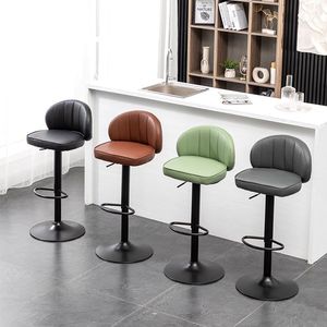 Bancos <span class=keywords><strong>de</strong></span> Bar nórdicos modernos <span class=keywords><strong>de</strong></span> lujo ligeros, silla <span class=keywords><strong>de</strong></span> pies altos, sillas <span class=keywords><strong>de</strong></span> cuero, bancos <span class=keywords><strong>de</strong></span> <span class=keywords><strong>barra</strong></span> <span class=keywords><strong>de</strong></span> hierro - Product Image 1