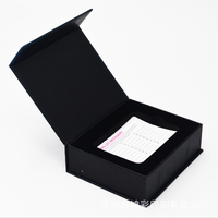 Boîte cadeau en carton rigide faite à la main, simple, noire, vide, avec insert en mousse, doublure en éponge, fabrication personnalisée, laminage mat