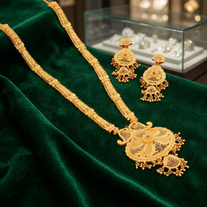 Ensemble de colliers longs en laiton plaqué or 14K 18K 24K, bijoux de mode, design floral, bijoux traditionnels, Oro Joyeria - Product Image 4