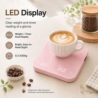 Balance à café portable intelligente alimentée par batterie, précision 2 kg/0,1 g, rechargeable par USB-C, minuterie automatique, outil de mesure du poids pour espresso
