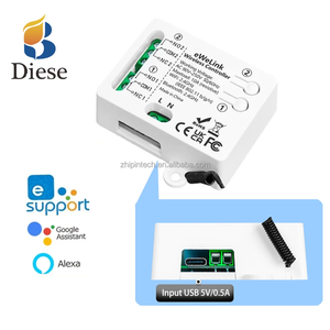 Module de relais intelligent Wi-Fi à contact sec EWelink AC110V USB5V 2 canaux avec fonction de temporisation et auto-blocage, compatible Alexa et Google - Product Image 1