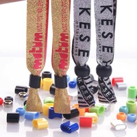Pulseras de Tela de Poliéster para Fiestas de Boda, Pulseras de Satén para Festivales, Pulseras de Tela Tejida Personalizadas para Eventos con Cierre Reutilizable