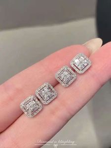 Pendientes de Oro Sólido de 18K con Diamantes Naturales Redondos y Baguettes Cuadrados de 0.50CT, Certificados por IGI, Joyería Fina de Xinfly - Product Image 3