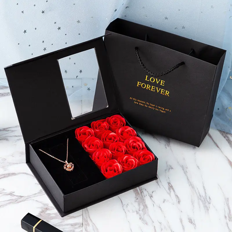 Savon en forme de Roses romantiques, 24 pièces, rouge à lèvres, une boîte cadeau pour la saint-valentin