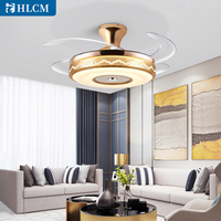 Ventilateur de plafond moderne avec lumière, moteur en cuivre, télécommande intelligente, LED décorative, montage en surface, pour bureau à domicile