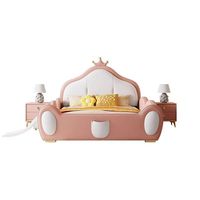 2025 luxe filles princesse garçons Prince chambre meubles en bois ensemble enfants lit cadre en cuir lit avec garde-corps pour enfants