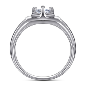 Bagues de fiançailles et de fête classiques pour hommes en argent sterling 925 plaqué rhodium avec zircon cubique taille ronde, design unique, vente en gros - Product Image 4