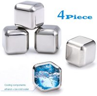 Glaçons Cubes à glace réutilisables en acier inoxydable, sans BPA, en métal, pierres de refroidissement