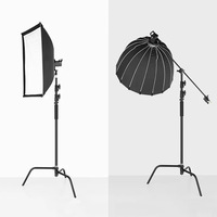 Support de lampe en forme de C à 3 sections en métal noir de 40 pouces, 3,3 m, pour la photographie de films et de télévision, support robuste
