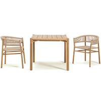 Ensemble table et chaises en teck massif de style nordique pour jardin, terrasse, maison, hôtel et villa