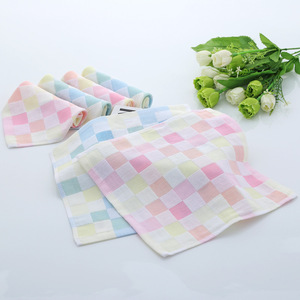 Baberos de gasa de algodón para bebés, 27x27 cm, toallas absorbentes suaves con patrón a cuadros para bebés de 0 a 12 meses - Product Image 2