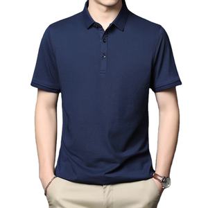 Polo personnalisé DFU161 en tissu de soie naturelle tissé, t-shirt d'été avec col plié. - Product Image 1