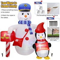 Ourwarm Décoration de Noël gonflable personnalisée pour extérieur, pingouin et bonhomme de neige, 5,9 pieds, polyester 190T